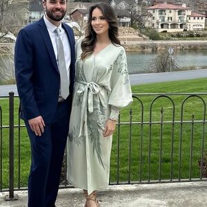 ASOS - Embroidered Satin Belted Midi Dress